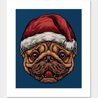 Santa Pug Posters and Art